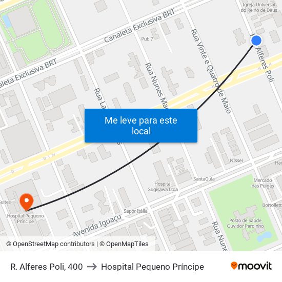 R. Alferes Poli, 400 to Hospital Pequeno Príncipe map