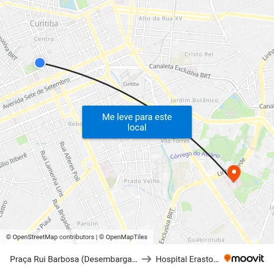 Praça Rui Barbosa (Desembargador Westphalen) to Hospital Erasto Gaertner map