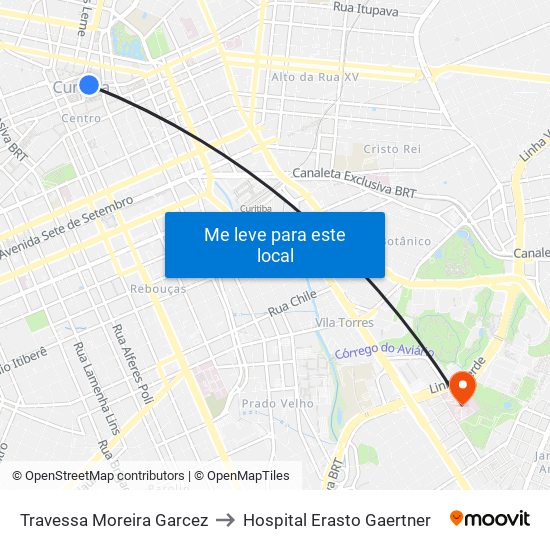 Travessa Moreira Garcez to Hospital Erasto Gaertner map
