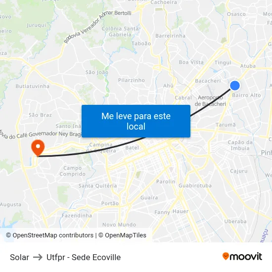Solar to Utfpr - Sede Ecoville map