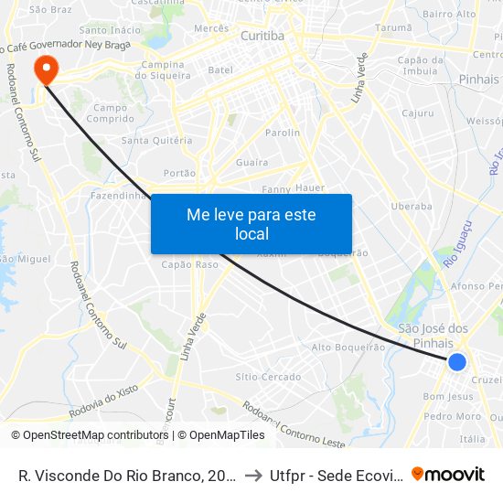 R. Visconde Do Rio Branco, 2075 to Utfpr - Sede Ecoville map