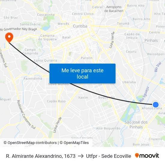R. Almirante Alexandrino, 1673 to Utfpr - Sede Ecoville map