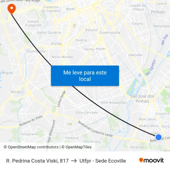 R. Pedrina Costa Viski, 817 to Utfpr - Sede Ecoville map