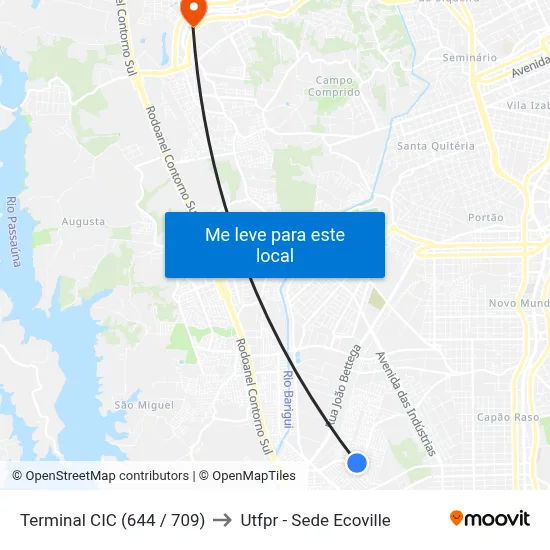Terminal CIC (644 / 709) to Utfpr - Sede Ecoville map