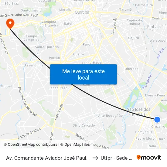 Av. Comandante Aviador José Paulo Lepinski, 780 to Utfpr - Sede Ecoville map