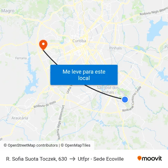 R. Sofia Suota Toczek, 630 to Utfpr - Sede Ecoville map