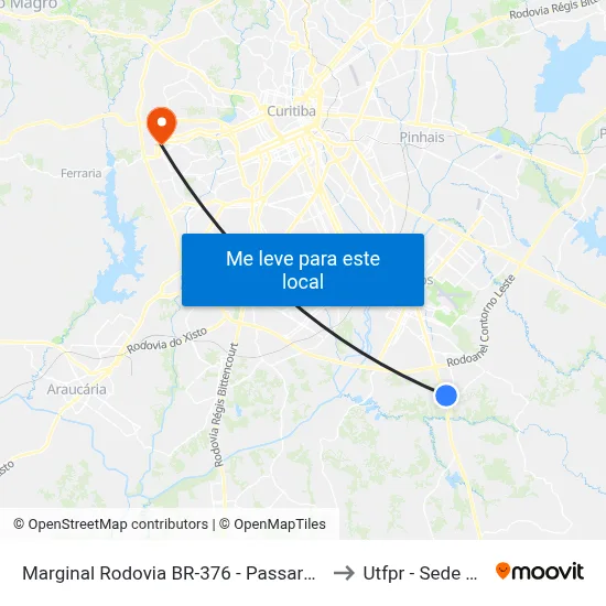 Marginal Rodovia BR-376 - Passarela Barro Preto to Utfpr - Sede Ecoville map