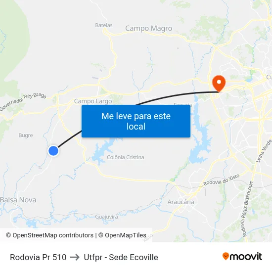 Rodovia Pr 510 to Utfpr - Sede Ecoville map