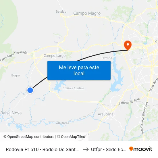 Rodovia Pr 510 - Rodeio De Santo Antonio to Utfpr - Sede Ecoville map