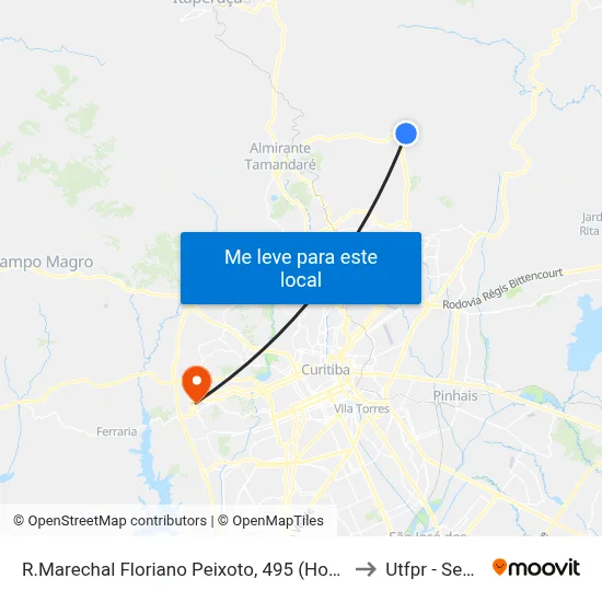 R.Marechal Floriano Peixoto, 495 (Hospital São Rafael de Arcanjo) to Utfpr - Sede Ecoville map
