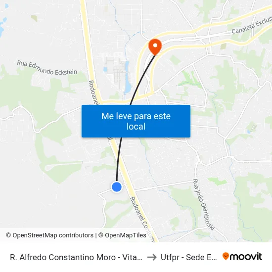 R. Alfredo Constantino Moro - Vitao Alimentos to Utfpr - Sede Ecoville map