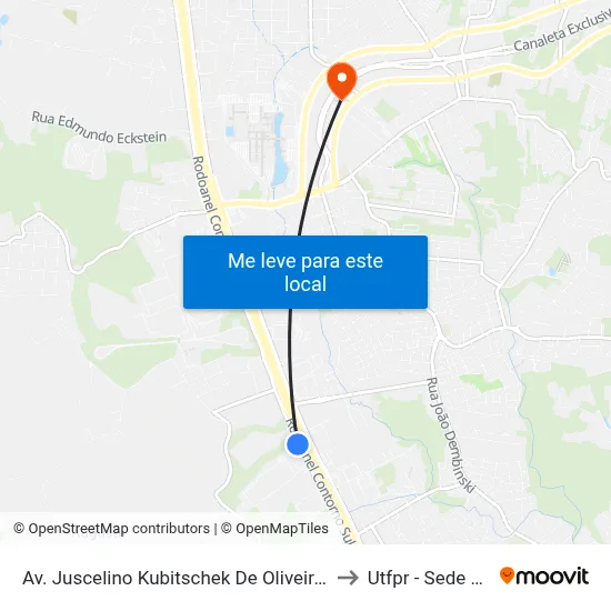 Av. Juscelino Kubitschek De Oliveira - Vonder Ovd to Utfpr - Sede Ecoville map