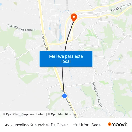 Av. Juscelino Kubitschek De Oliveira - Vonder Ovd to Utfpr - Sede Ecoville map