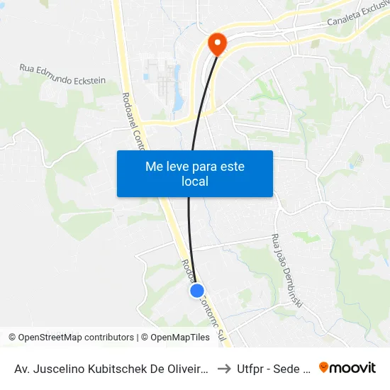 Av. Juscelino Kubitschek De Oliveira - Kuehne Nagel to Utfpr - Sede Ecoville map