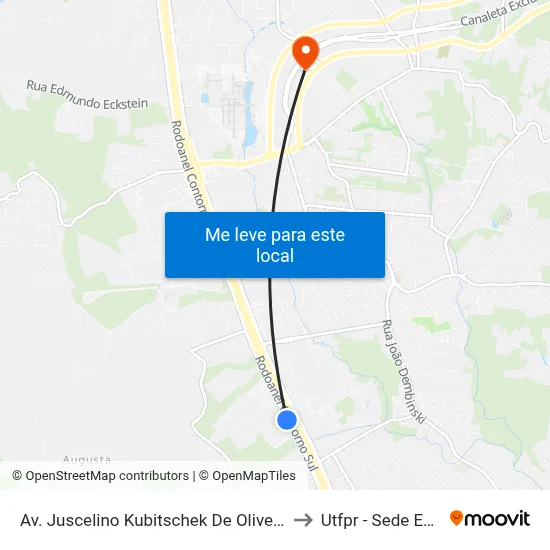 Av. Juscelino Kubitschek De Oliveira - Grasp to Utfpr - Sede Ecoville map