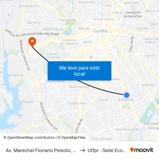 Av. Marechal Floriano Peixoto, 7860 to Utfpr - Sede Ecoville map