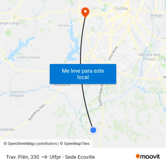 Trav. Piên, 330 to Utfpr - Sede Ecoville map