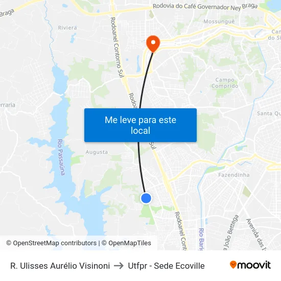 R. Ulisses Aurélio Visinoni to Utfpr - Sede Ecoville map