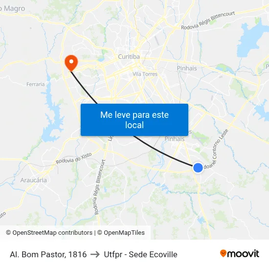 Al. Bom Pastor, 1816 to Utfpr - Sede Ecoville map