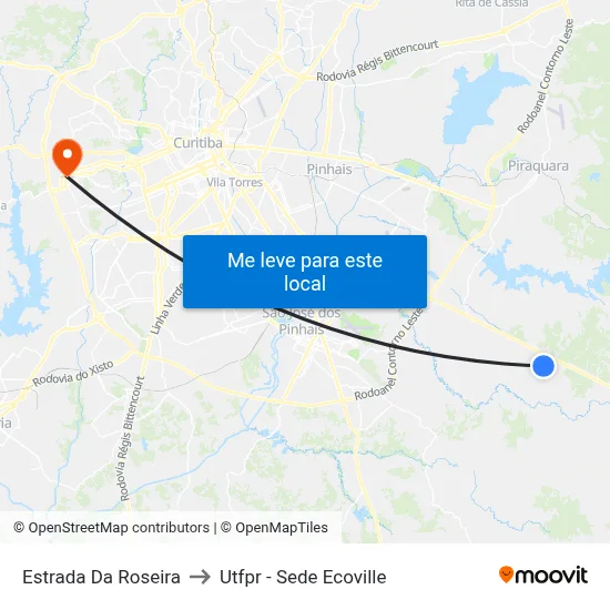 Estrada Da Roseira to Utfpr - Sede Ecoville map
