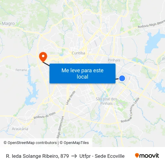R. Ieda Solange Ribeiro, 879 to Utfpr - Sede Ecoville map