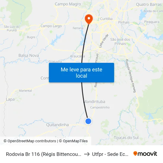 Rodovia Br 116 (Régis Bittencourt)  166 to Utfpr - Sede Ecoville map