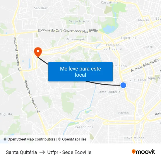 Santa Quitéria to Utfpr - Sede Ecoville map