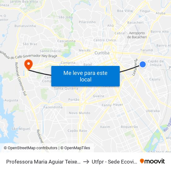 Professora Maria Aguiar Teixeira to Utfpr - Sede Ecoville map