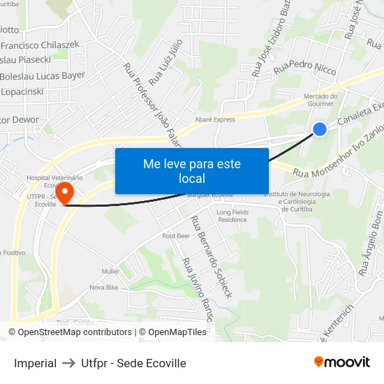 Imperial to Utfpr - Sede Ecoville map
