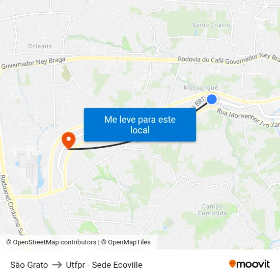 São Grato to Utfpr - Sede Ecoville map