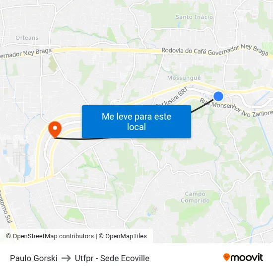Paulo Gorski to Utfpr - Sede Ecoville map