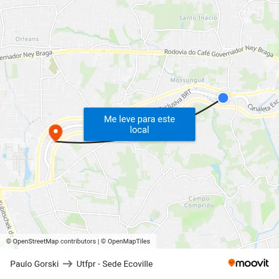 Paulo Gorski to Utfpr - Sede Ecoville map
