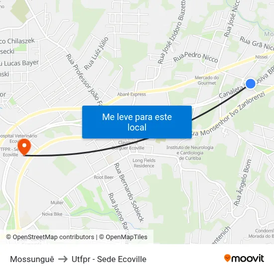 Mossunguê to Utfpr - Sede Ecoville map