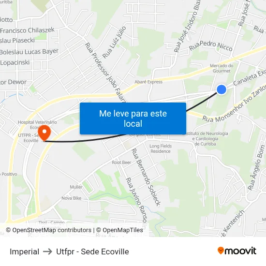 Imperial to Utfpr - Sede Ecoville map