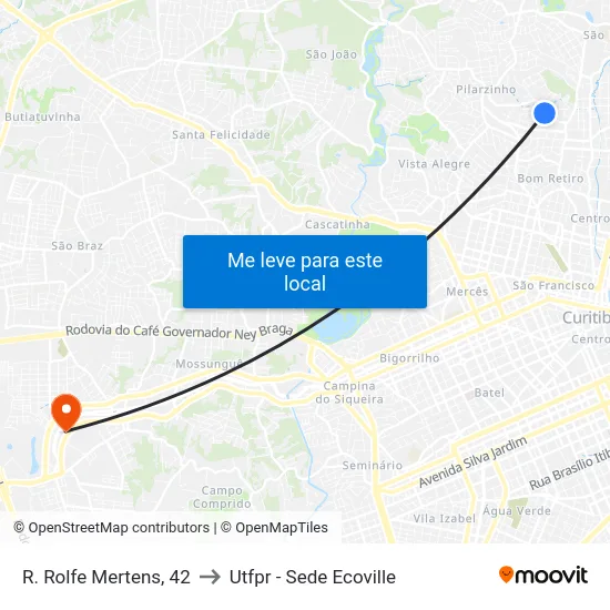 R. Rolfe Mertens, 42 to Utfpr - Sede Ecoville map