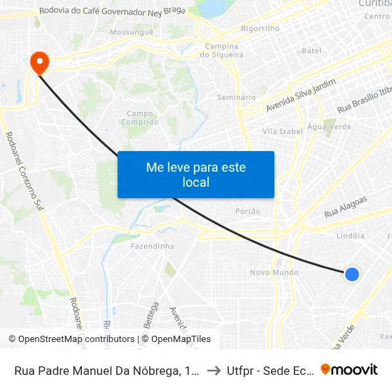 Rua Padre Manuel Da Nóbrega, 1357-1395 to Utfpr - Sede Ecoville map