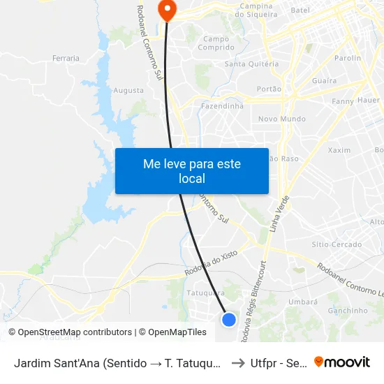 Jardim Sant'Ana (Sentido → T. Tatuquara) Rua Melânia Zeni Visinoni, 529 to Utfpr - Sede Ecoville map