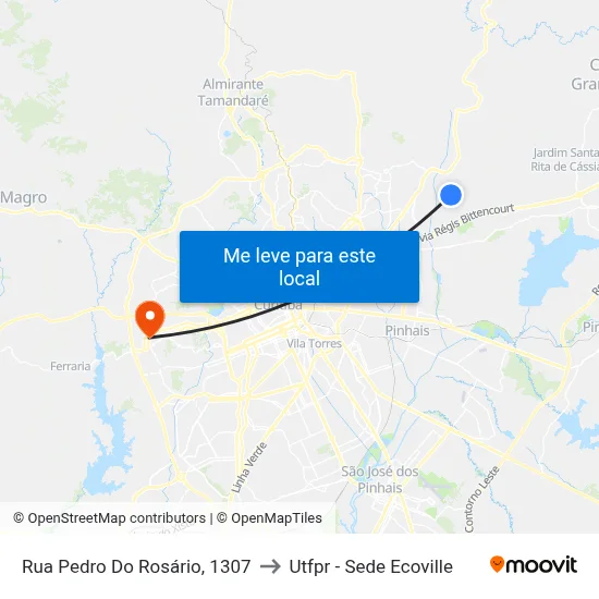 Rua Pedro Do Rosário, 1307 to Utfpr - Sede Ecoville map