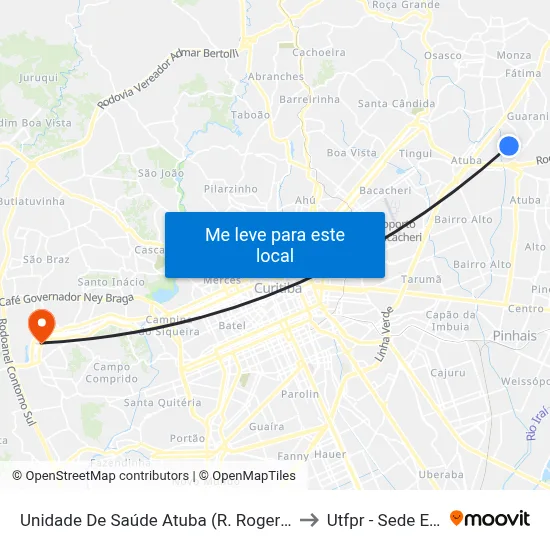 Unidade De Saúde Atuba (R. Roger Bacon, 665) to Utfpr - Sede Ecoville map