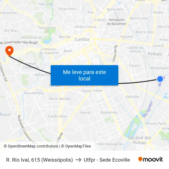 R. Rio Ivaí, 615 (Weissópolis) to Utfpr - Sede Ecoville map