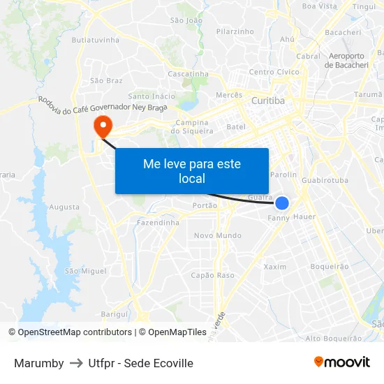 Marumby to Utfpr - Sede Ecoville map