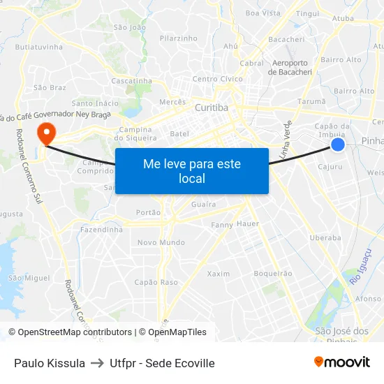 Paulo Kissula to Utfpr - Sede Ecoville map