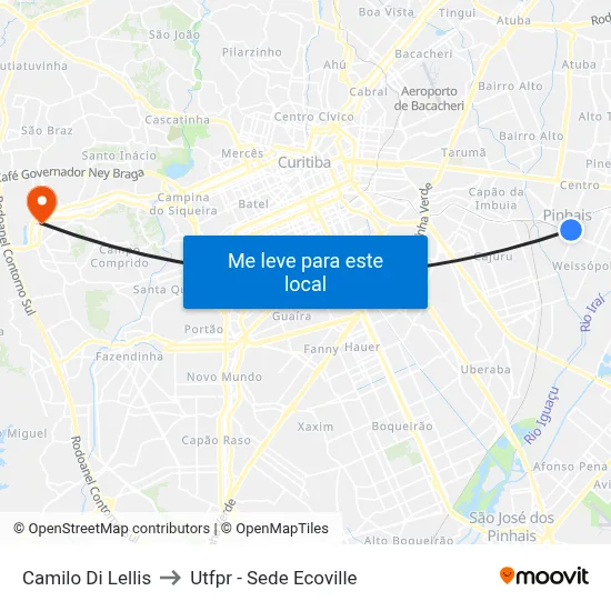 Camilo Di Lellis to Utfpr - Sede Ecoville map