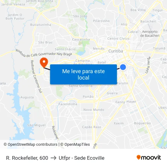 R. Rockefeller, 600 to Utfpr - Sede Ecoville map