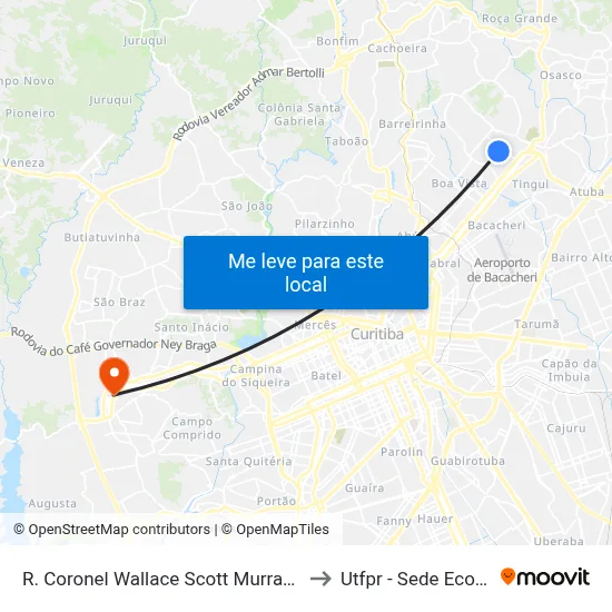 R. Coronel Wallace Scott Murray, 763 to Utfpr - Sede Ecoville map