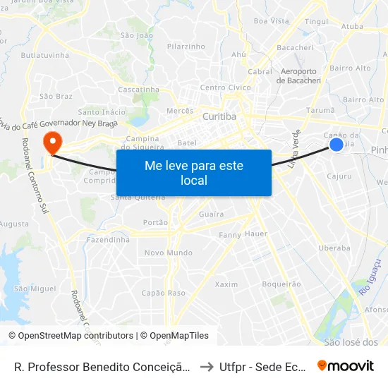R. Professor Benedito Conceição, 1130 to Utfpr - Sede Ecoville map