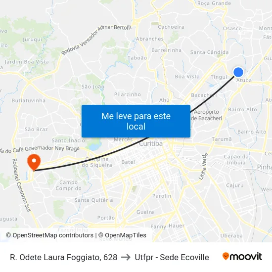 R. Odete Laura Foggiato, 628 to Utfpr - Sede Ecoville map