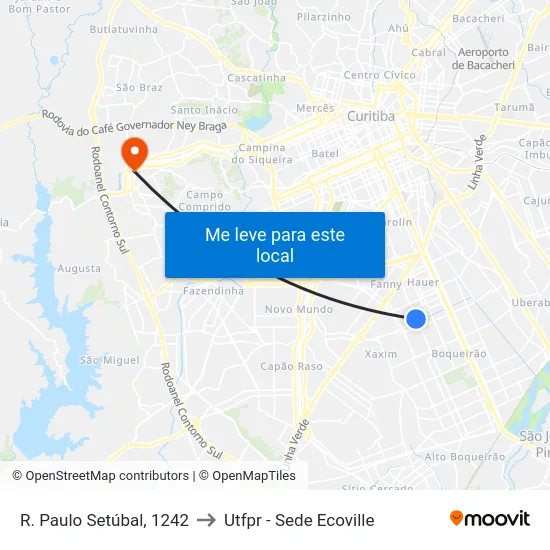 R. Paulo Setúbal, 1242 to Utfpr - Sede Ecoville map