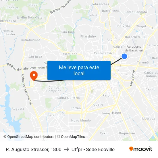 R. Augusto Stresser, 1800 to Utfpr - Sede Ecoville map