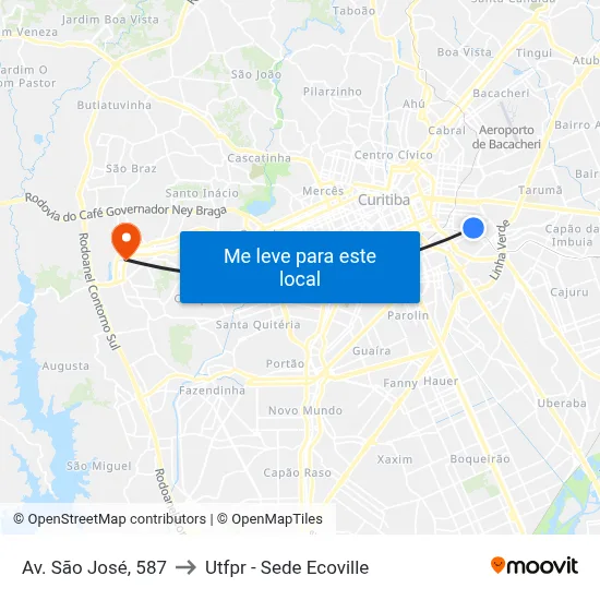 Av. São José, 587 to Utfpr - Sede Ecoville map